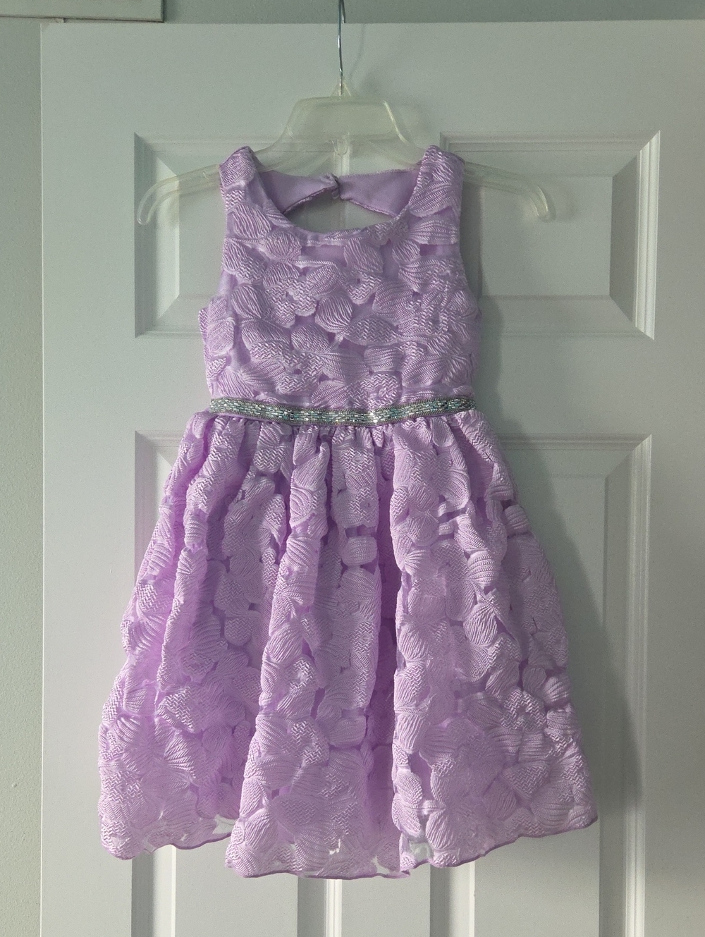 Speechless For Kids Lilac Floral Textured Girls' Party Dress with Sparkle Waist